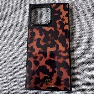 Square iPhone 15 pro max Brown Tortoiseshell Phone Case - Stylish Protection